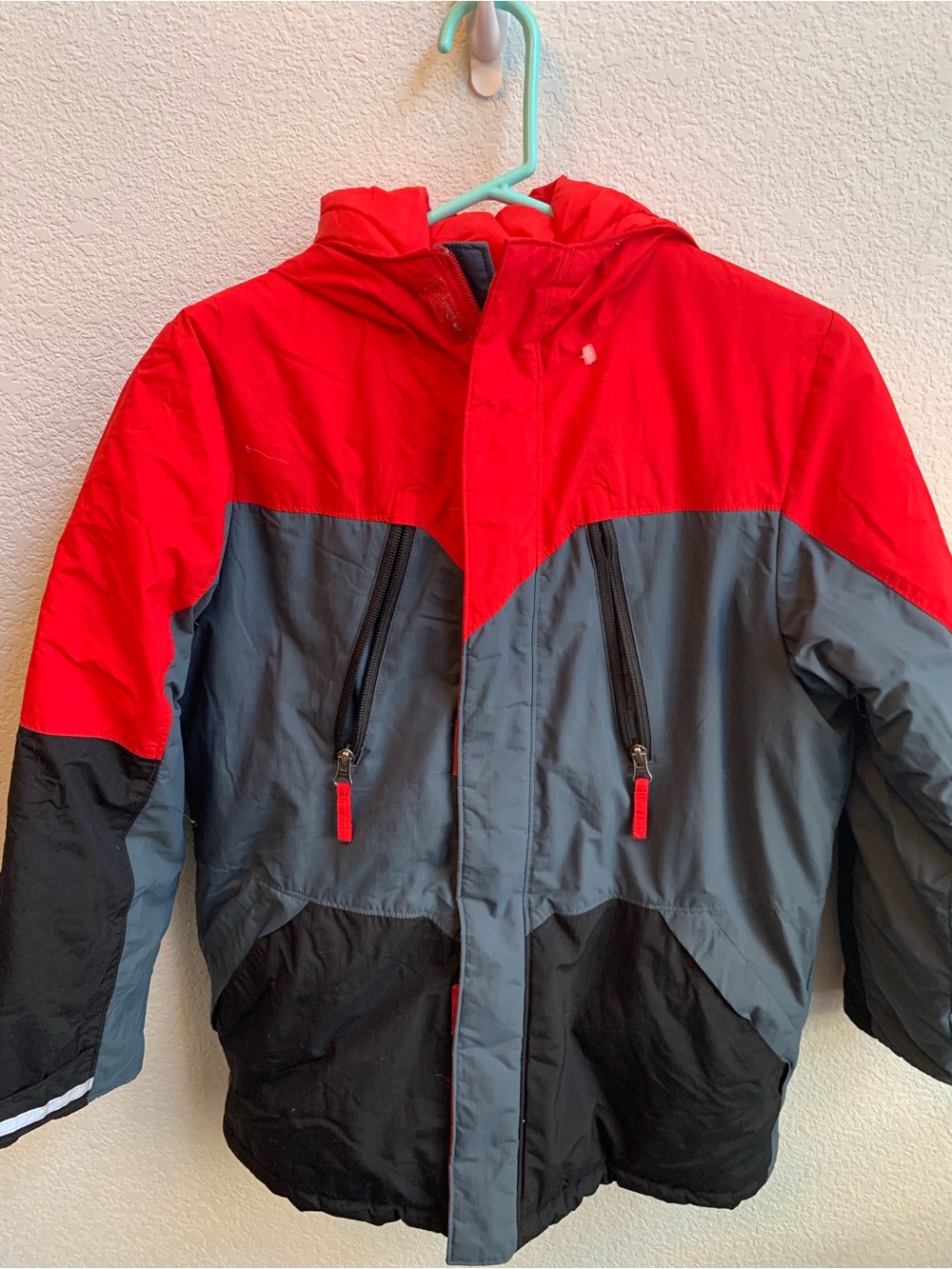 Columbia Kids Colorblock Red, Gray & Black Puffer Jacket